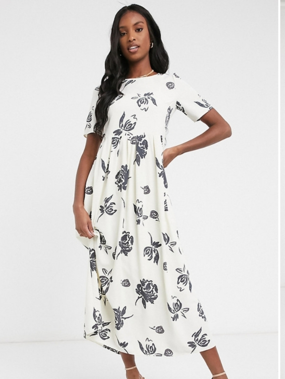 Glamorous Floral Print Maxi Dress - White with Black Floral